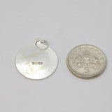 Sterling Silver Textured Edge Round St Christopher Charm Pendant Vintage c1970