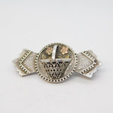 Victorian Sterling Silver & Gold Flower Basket Sweetheart Brooch Antique c1890