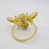 Sterling Silver Gilt Black-White Spinel Set Bumble Bee Ring Vintage c2000