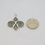 Sterling Silver Oxidised Abstract Butterfly Form Pendant Vintage c1970s