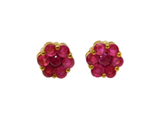 Pair Of Gold On Sterling Silver 7 Ruby Cluster Stud Earrings Contemporary c2010