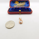 Rose Gold On Sterling Silver Diamond Paste Drop Charm Pendant Vintage c1970