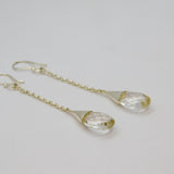 Pair of Sterling Silver Crystal Quartz Long Drop Hook Earrings Modern c2000