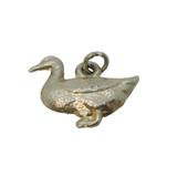 Sterling Silver Patterned Duck Charm Pendant Vintage c1970