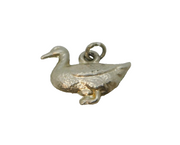 Sterling Silver Patterned Duck Charm Pendant Vintage c1970