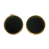 Victorian Pair of Gilt Metal & Bloodstone Stud Buttons Antique c1890s