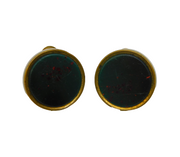 Victorian Pair of Gilt Metal & Bloodstone Stud Buttons Antique c1890s