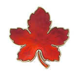 Danish Sterling Silver & Red Enamel Maple Leaf Brooch by MEKA Antique c1940