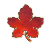 Danish Sterling Silver & Red Enamel Maple Leaf Brooch by MEKA Antique c1940