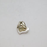 Sterling Silver Diamond Set Brushed Heart Pendant Contemporary c2000s
