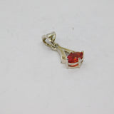 Sterling Silver Red Spinel & Diamond Delicate Drop Pendant Modern c1990s