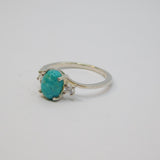 Sterling Silver Turquoise Cabochon & Spinel Set Dress Ring Vintage c1970 Size M