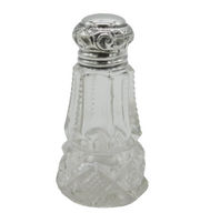 Victorian Sterling Silver Topped Cut Glass Scent Bottle Antique 1890 London AF