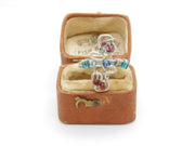 Sterling Silver Ring With Glass Beads Vintage c1970 Size K 1/2