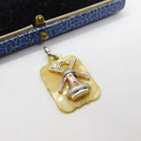 Sterling Silver Windmill on Mother of Pearl Backing Charm Pendant Vintage c1970