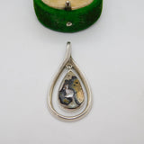 Sterling Silver Abalone Shell Set Statement Drop Pendant Vintage c1980