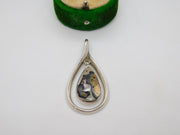 Sterling Silver Abalone Shell Set Statement Drop Pendant Vintage c1980