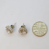 Pair of Sterling Silver Cubic Zirconia Cluster Stud Earrings Vintage c1970