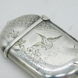 Victorian Sterling Silver Aesthetic Swallow Vesta Case Antique 1881 Birmingham
