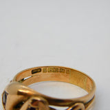 Edwardian 9ct Rose Gold, Garnet Set Serpent Crossover Ring Antique 1906