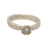 Sterling Silver White Topaz Solitaire Studio Style Ring Vintage c1990 Size P