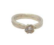 Sterling Silver White Topaz Solitaire Studio Style Ring Vintage c1990 Size P