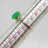 Sterling Silver Cabochon Jade Cutwork Dress Band Ring Modern c1990 Size O