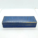 Antique Blue Faux Leather Long Jewellery Box Art Deco c1920