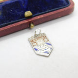Sterling Silver and Enamel Travel Shield 'Torquay' Charm Pendant Vintage c1970