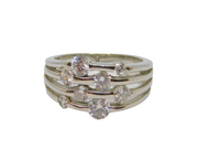 Sterling Silver Multi-Strand 8 CZ Modernist Dress Ring Vintage c1990 Size T