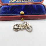 Sterling Silver Motorbike Charm Pendant Vintage c1970