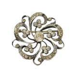 19th Century Sterling Silver Gilt & Paste Set Floral Dress Brooch Antique c1860s