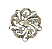 19th Century Sterling Silver Gilt & Paste Set Floral Dress Brooch Antique c1860s