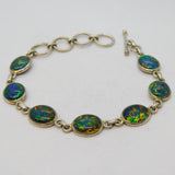 Sterling Silver & Doublet Opal Set Panel Bracelet Vintage c1990s