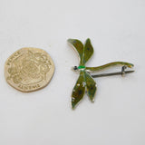 Art Deco Sterling Silver & Enamel Dragonfly Brooch Pin Antique c1920s