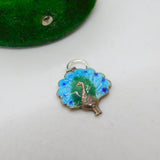 Sterling Silver Colourful Enamel Peacock Charm Pendant Vintage c1970