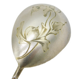 19th Century Russian Imperial .84 Silver Gilt Floral Pattern Teaspoon Antique
