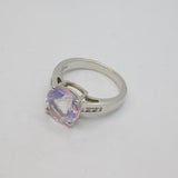 Sterling Silver Lavender Quartz Solitaire Dress Ring Modern c1990 Size L 1/2