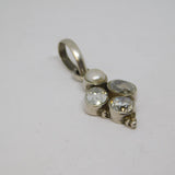 Sterling Silver 3 Stone Spinel & Pearl Set Cluster Charm Pendant Vintage c1970