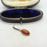 Sterling Silver Red Sparkly Glass Charm Pendant Vintage c1970