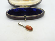 Sterling Silver Red Sparkly Glass Charm Pendant Vintage c1970