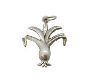 Sterling Silver Welsh Leek Charm Pendant Vintage c1970s