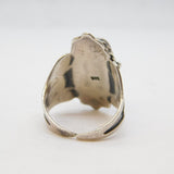 Taxco Style Sterling Silver & Malachite Secret Compartment Poison Ring Vintage