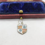 Sterling Silver and Enamel Figueras Travel Shield Charm Pendant Vintage c1970