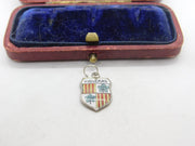 Sterling Silver and Enamel Figueras Travel Shield Charm Pendant Vintage c1970