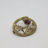 Scottish Sterling Silver WBS Amethyst Paste Thistle Brooch Pin Vintage c1950's
