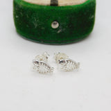 Pair of Sterling Silver Owl Form Stud Earrings Vintage c1980