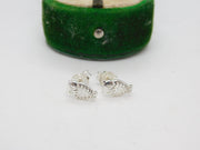 Pair of Sterling Silver Owl Form Stud Earrings Vintage c1980