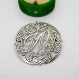Gebr Niekerk Dutch .935 Silver 'W' Initial Floral Brooch Vintage c1970