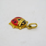 18ct Yellow Gold & Enamel Ladybird Bug Charm Pendant Vintage c1970s